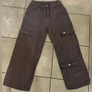 Shein Tween cargo elastic waist baggy pants size 8-9Y gray